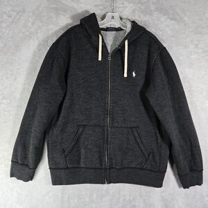 Polo Ralph Lauren Fleece Full Zip Hoodie Size XL Sweater Mens Gray Lined Hoodie